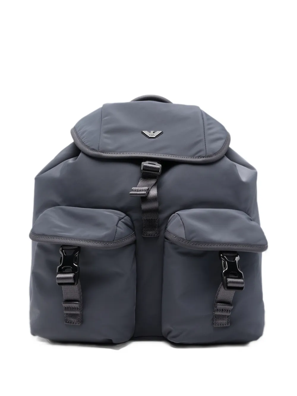 Emporio Armani buckle-fastening logo-plaque backpack - Grigio