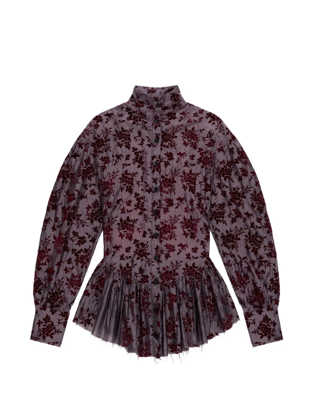 THELATEST Elaine floral-devoré peplum shirt Roze