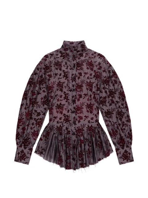 THELATEST Elaine floral-devoré peplum shirt