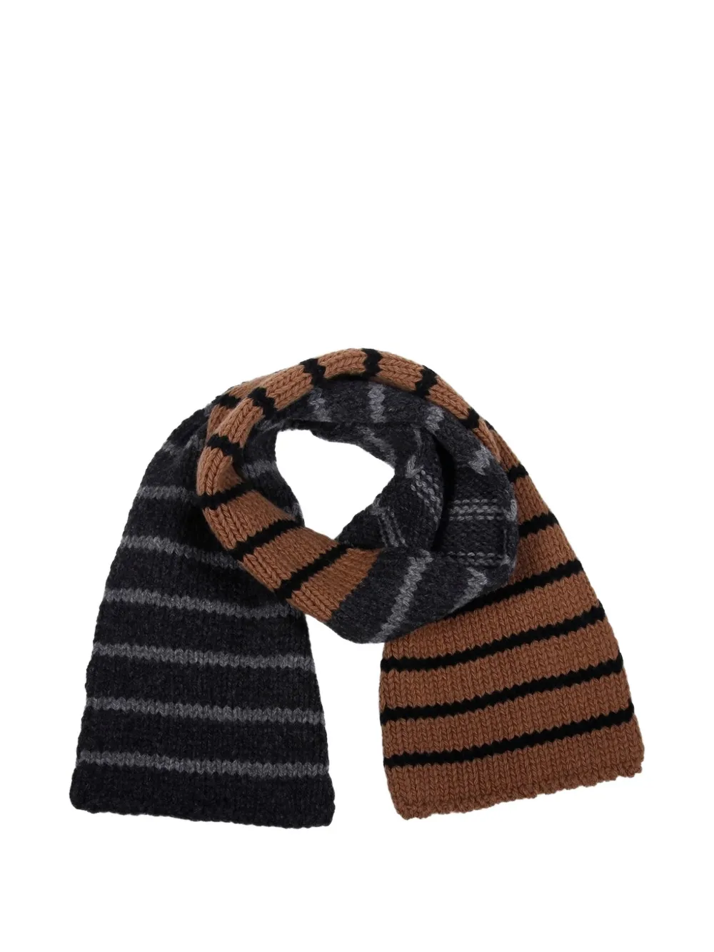 Roberto Collina mini striped knitted scarf - Marrone