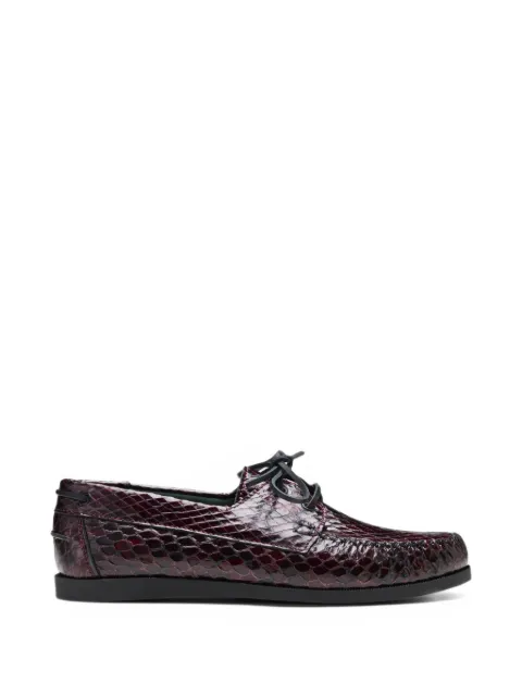 VINNY'S Boatman Bay snake-effect leather boat shoes