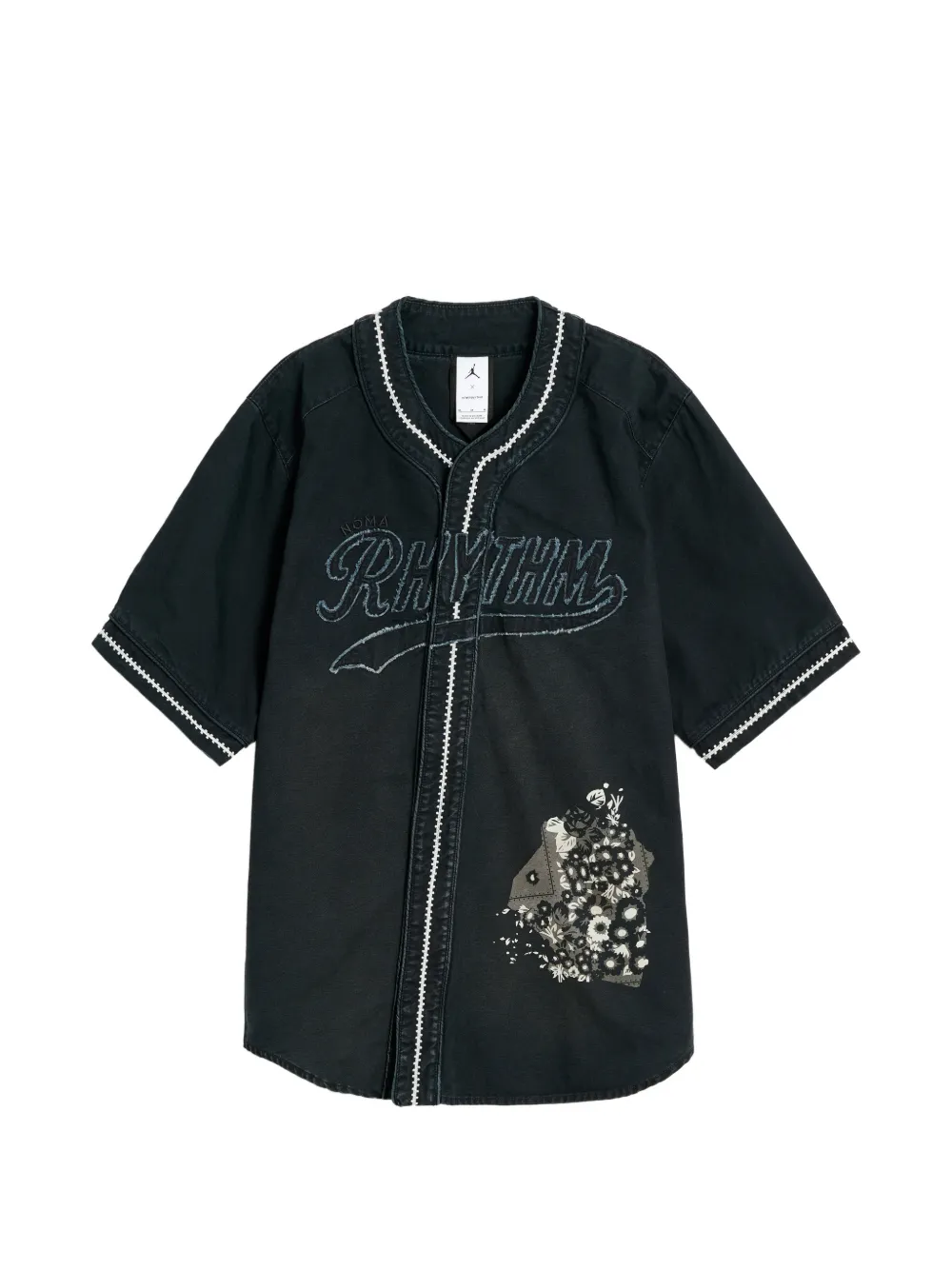 Jordan x Nomarhythm logo-patch floral-print shirt Zwart