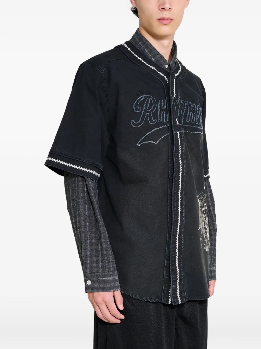 Jordan x Nomarhythm logo-patch floral-print shirt Zwart