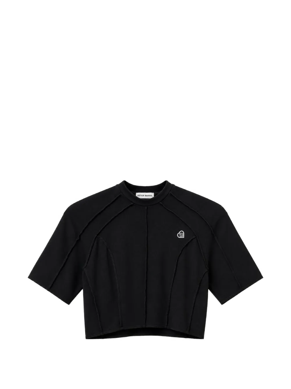 ESTER MANAS exposed-seam logo-patch top - Noir ESTER MANAS exposed-seam logo-patch top - Noir