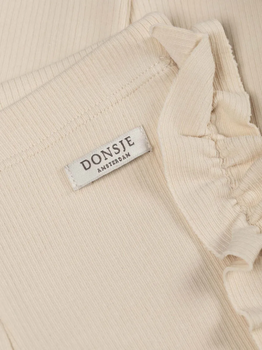 Donsje Audun ruffled ribbed trousers Beige