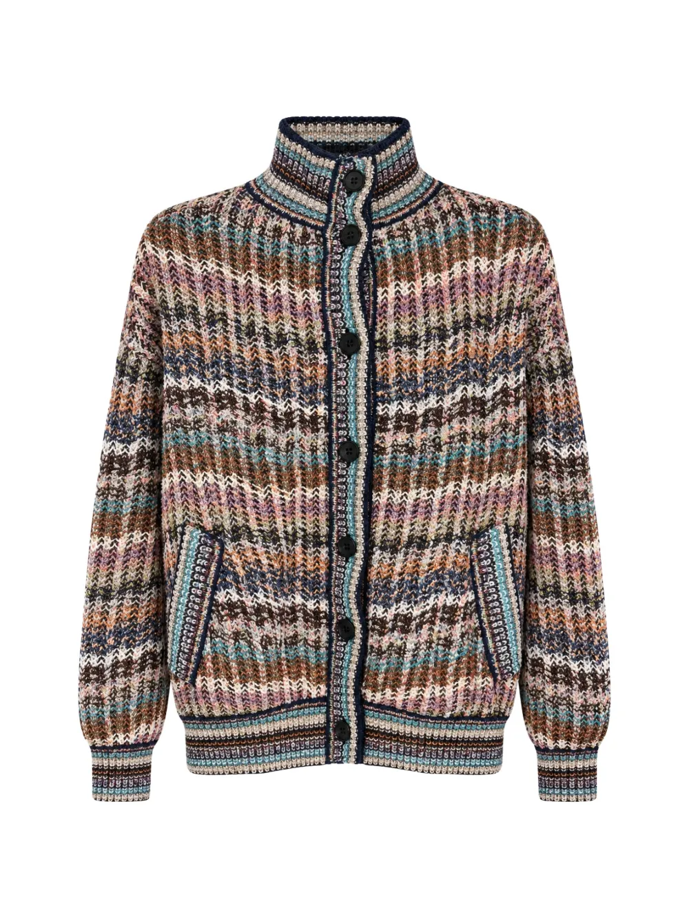 Missoni striped zigzag-knit cardigan - Braun