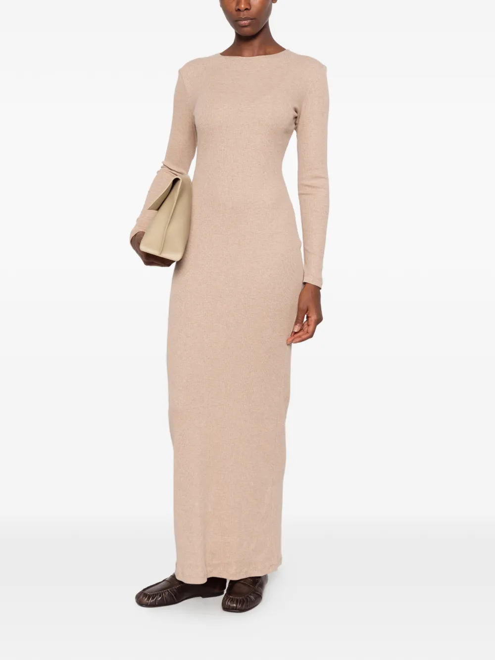 Giovanni Bedin ribbed-knit long-sleeve midi dress - Tons neutres Giovanni Bedin ribbed-knit long-sleeve midi dress - Tons neutres
