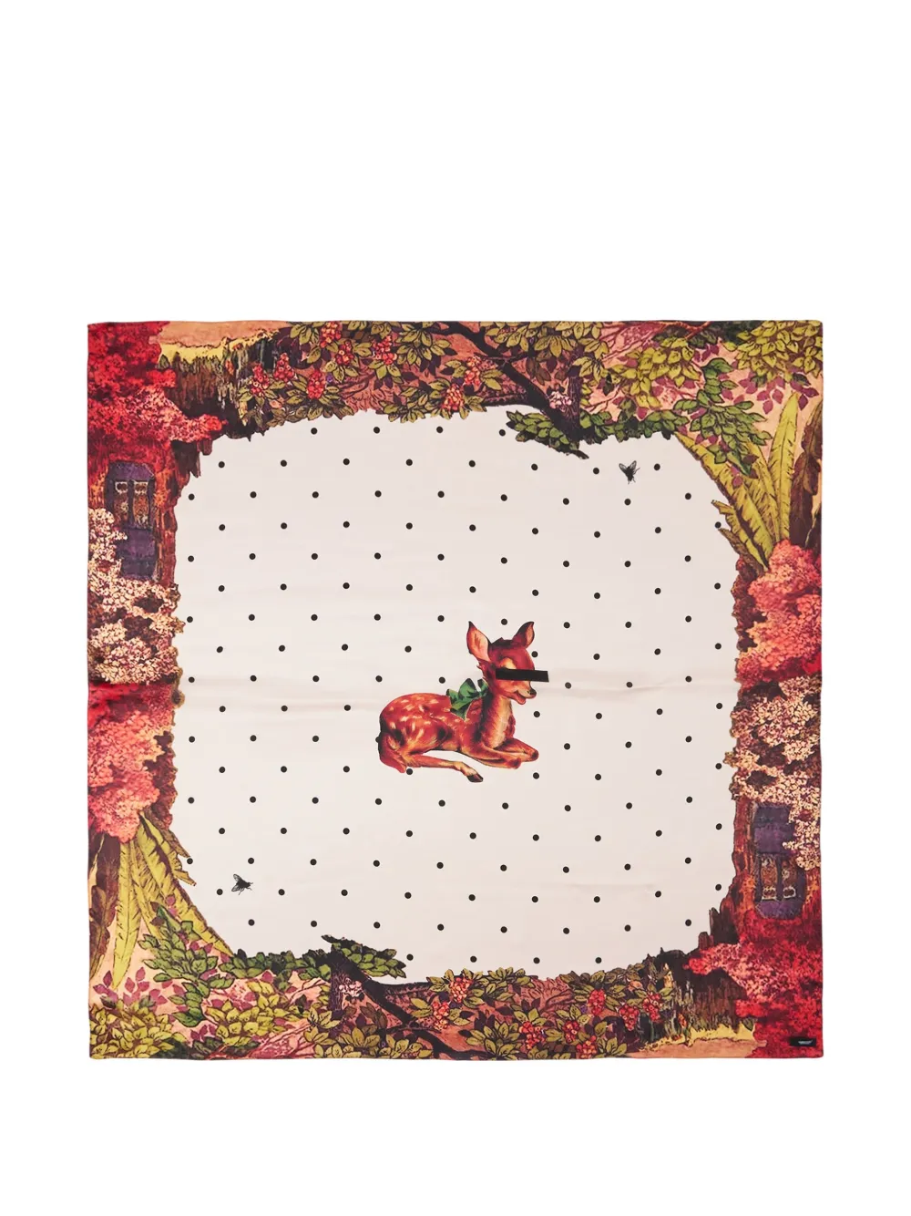 Undercover graphic-printed polka-dot squared silk scarf - Bianco