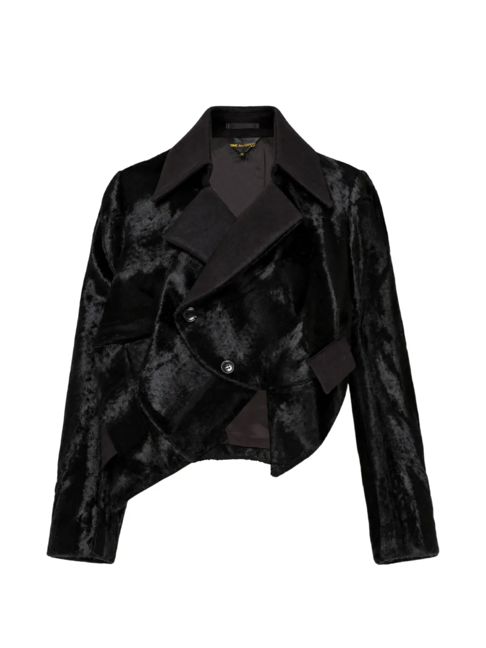 Comme Des Garçons asymmetric faux-fur jacket Zwart