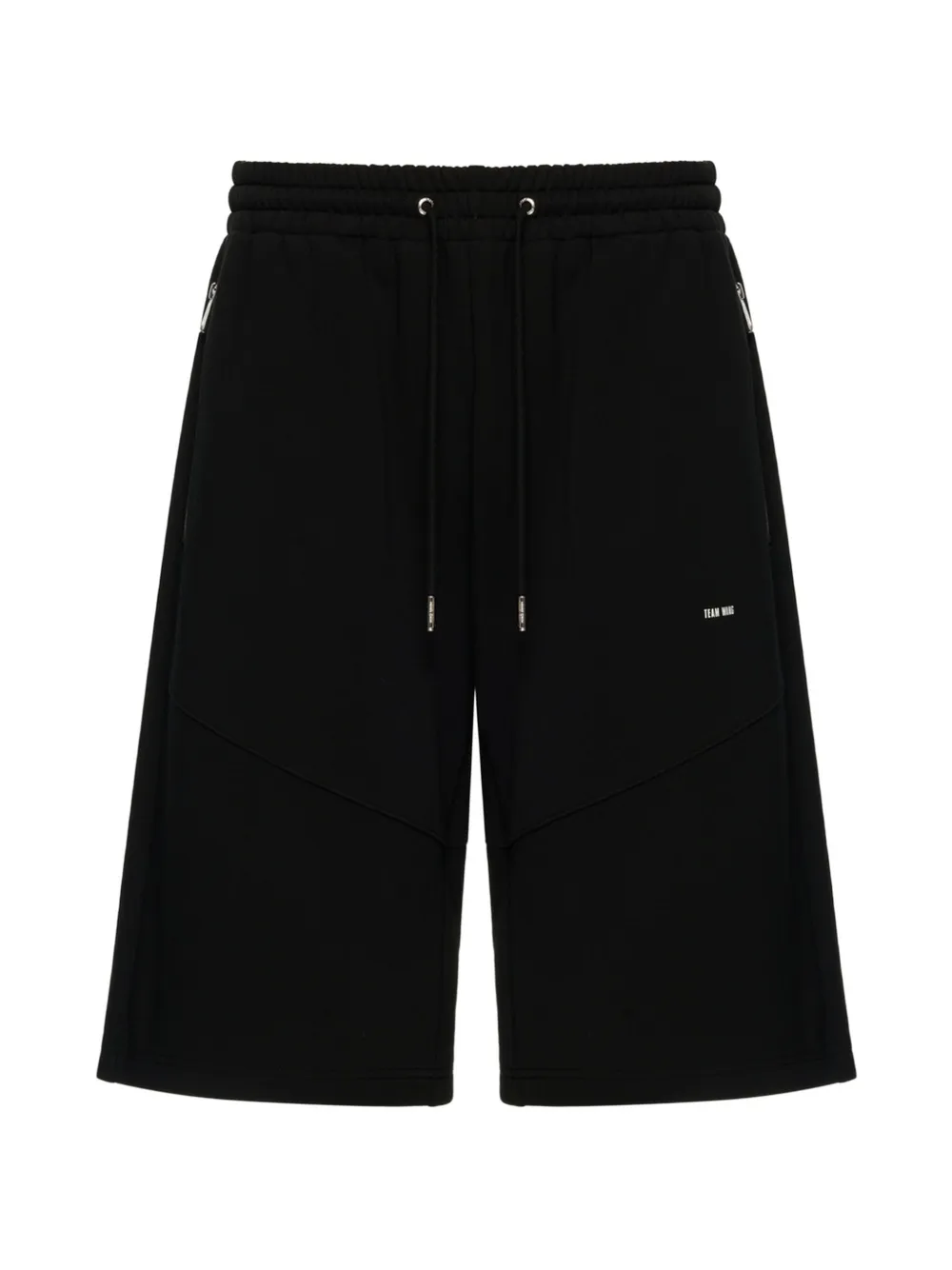 TEAM WANG design The Original 1 logo-print panelled shorts - Nero