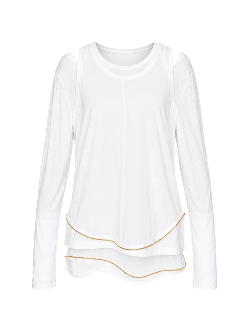 Undercover layered-design zip-detail T-shirt Wit