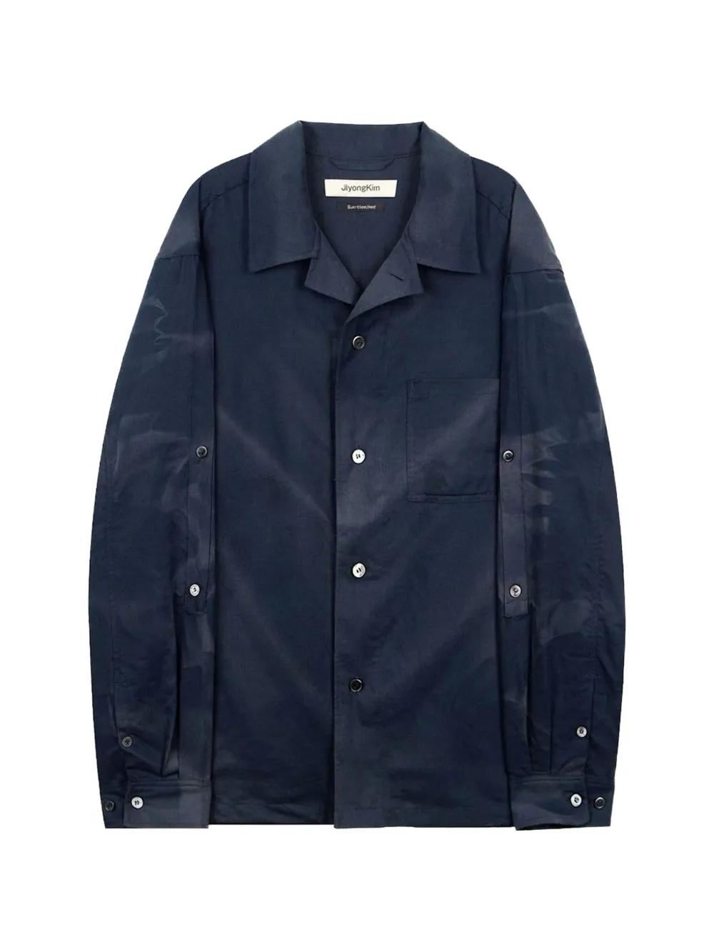 JiyongKim Sun-Bleached button-up shirt jacket Blauw
