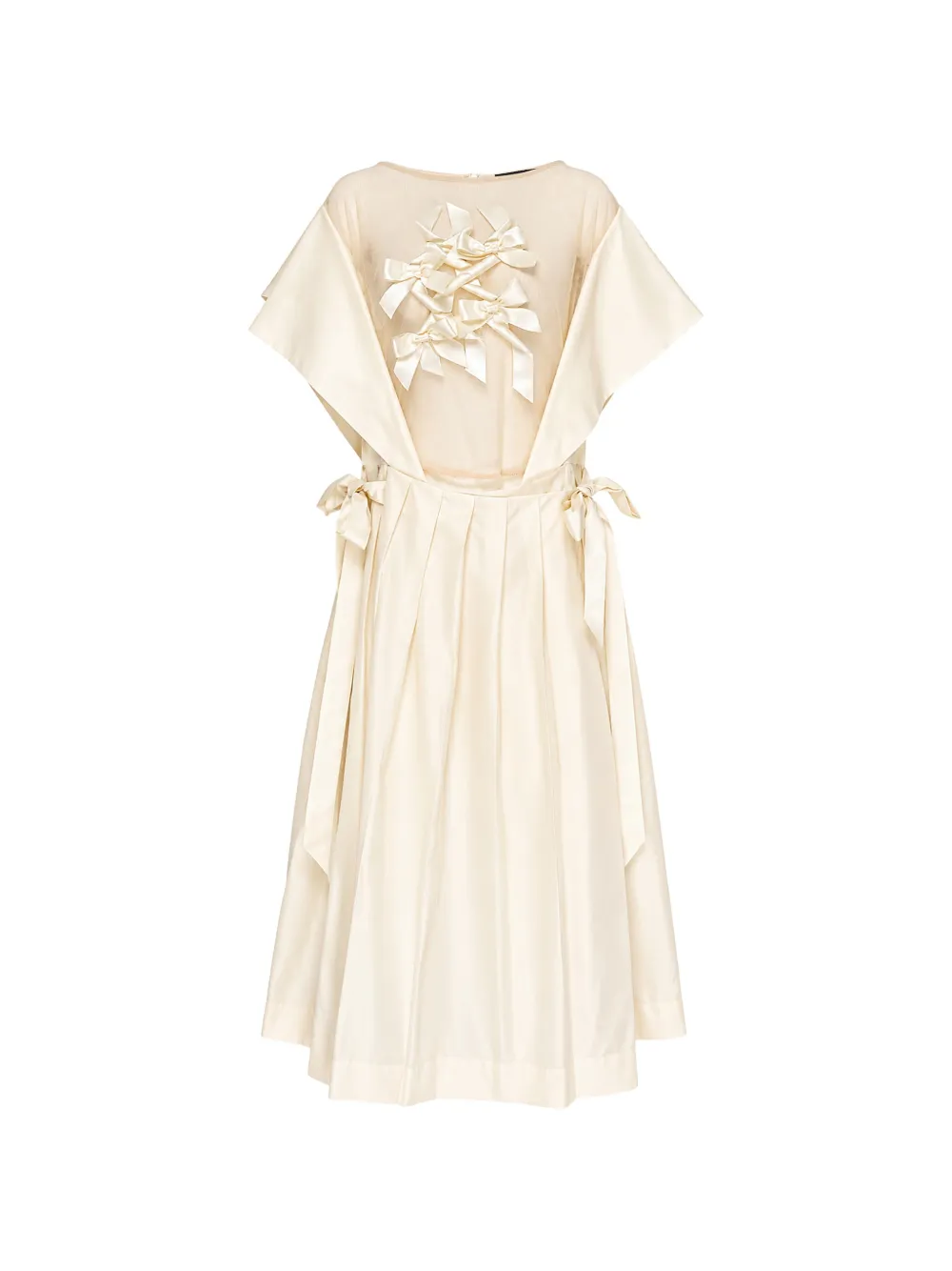 Simone Rocha bow-embellished pleated midi dress Beige