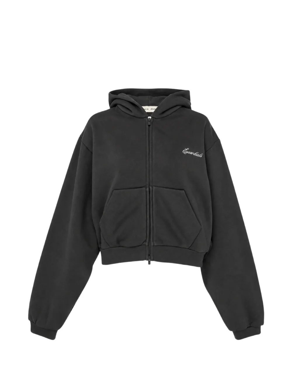 FEAR OF GOD ESSENTIALS modern cropped zip hoodie Zwart