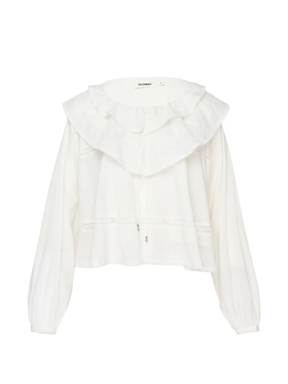 GLOWNY Mallow ruffled lace-trim blouse - Bianco