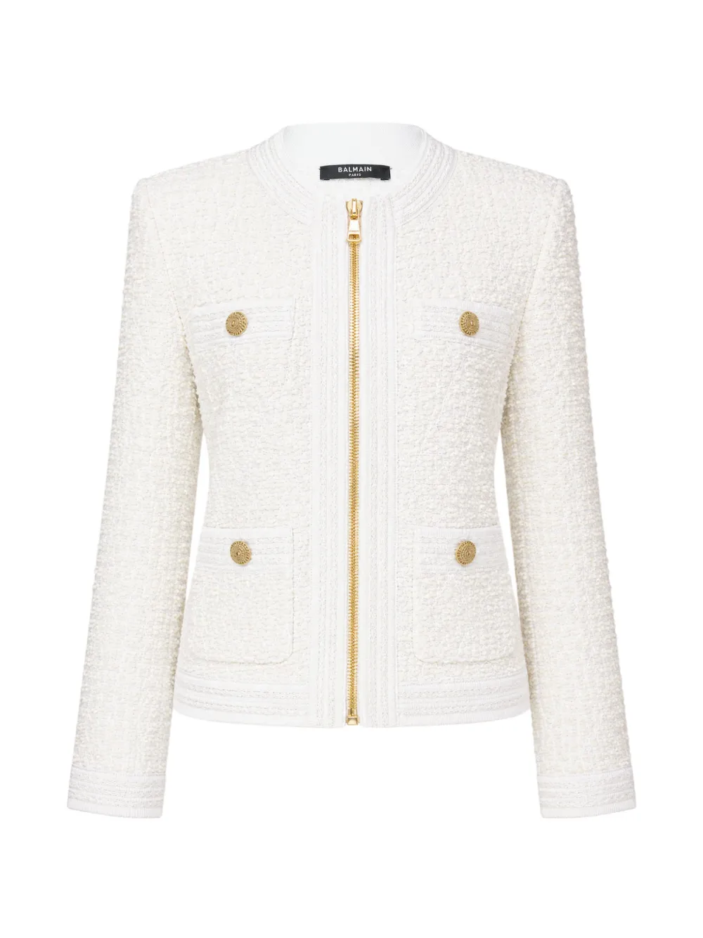 Balmain bouclé zip-up jacket Beige