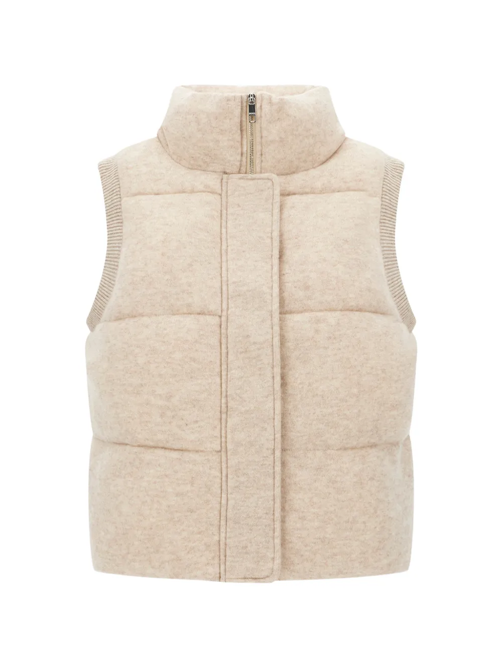 HUGO padded gilet in virgin wool and cashmere Beige