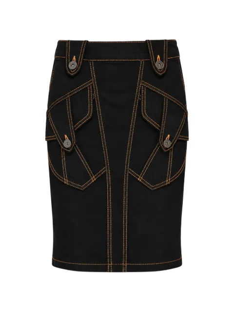 Vaquera contrast-stitch ruffled skirt