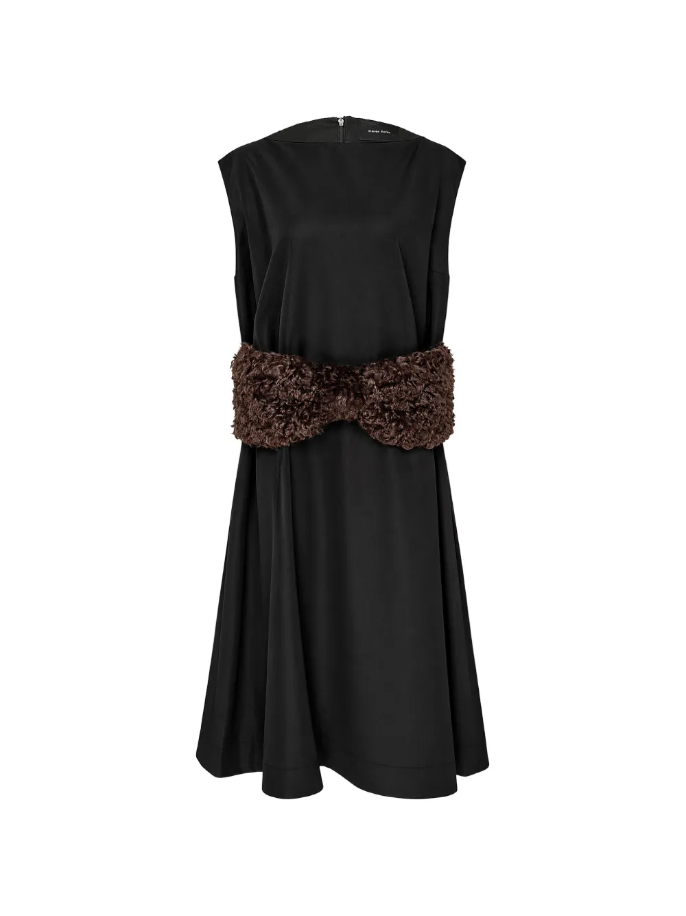 Simone Rocha faux-fur bow-detail midi dress Zwart