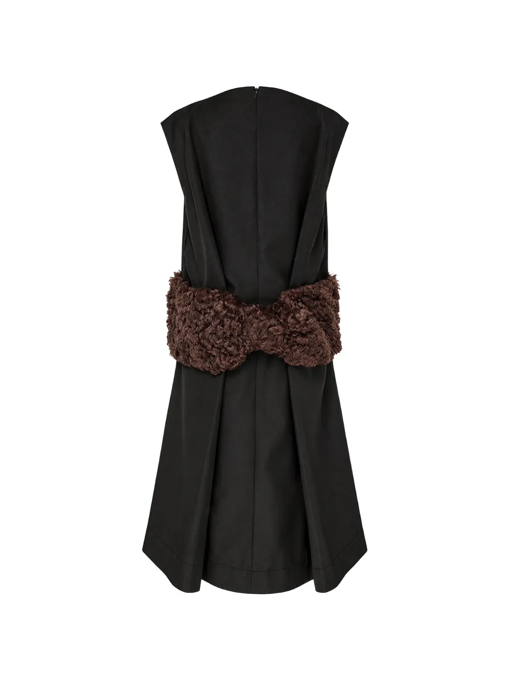 Simone Rocha faux-fur bow-detail midi dress Zwart
