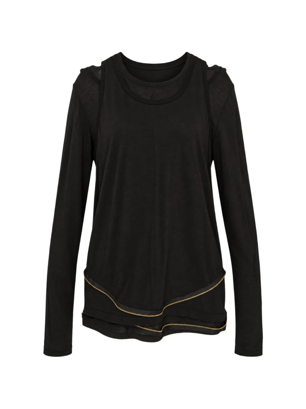 Undercover layered-design zip-detail T-shirt Zwart