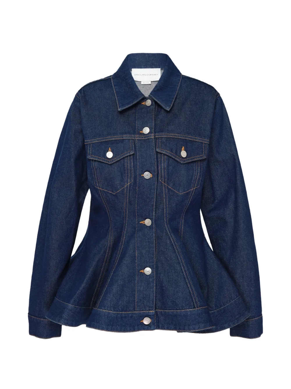 Stella McCartney peplum-hem denim jacket Blauw