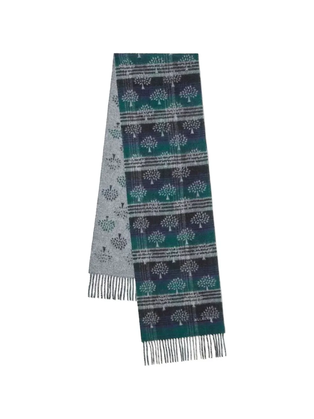 Mulberry tree-jacquard fringed scarf - Verde