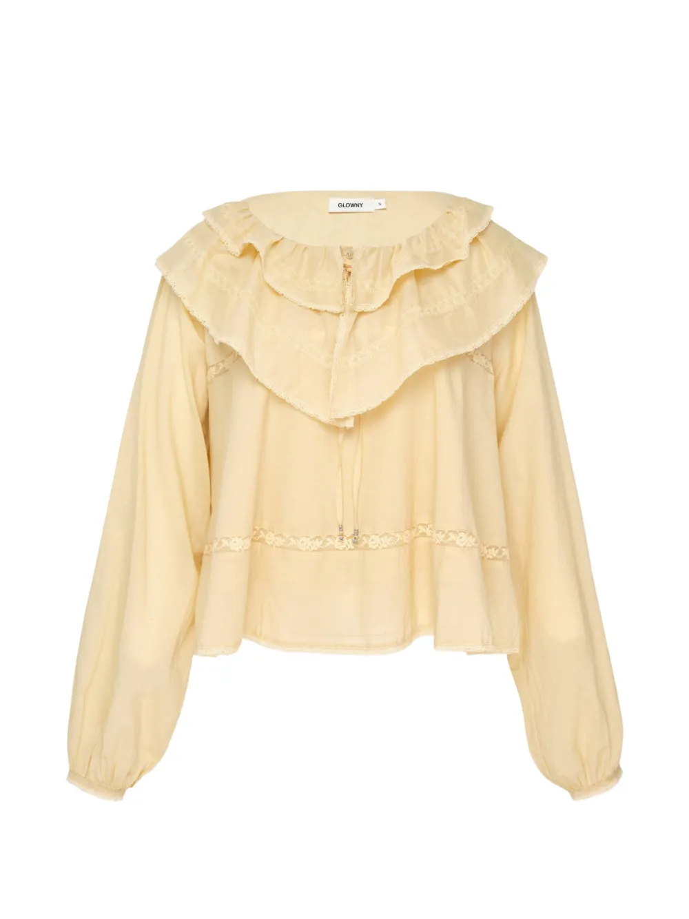 GLOWNY Mallow ruffled lace-trim blouse - Giallo