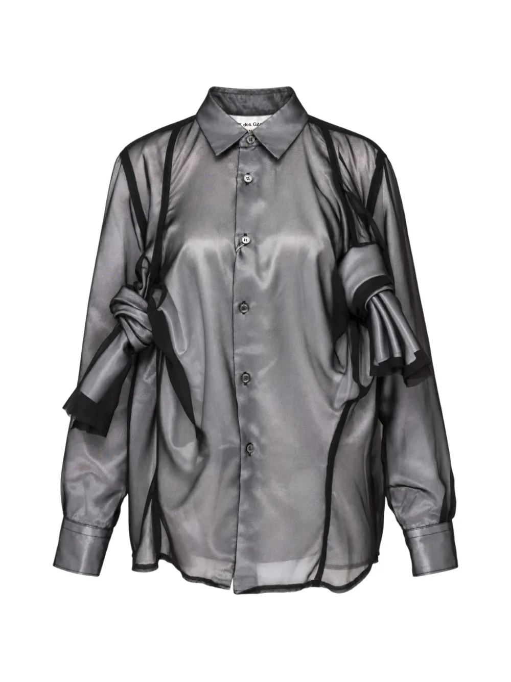 Comme Des Garçons sheer-panel knotted shirt Grijs