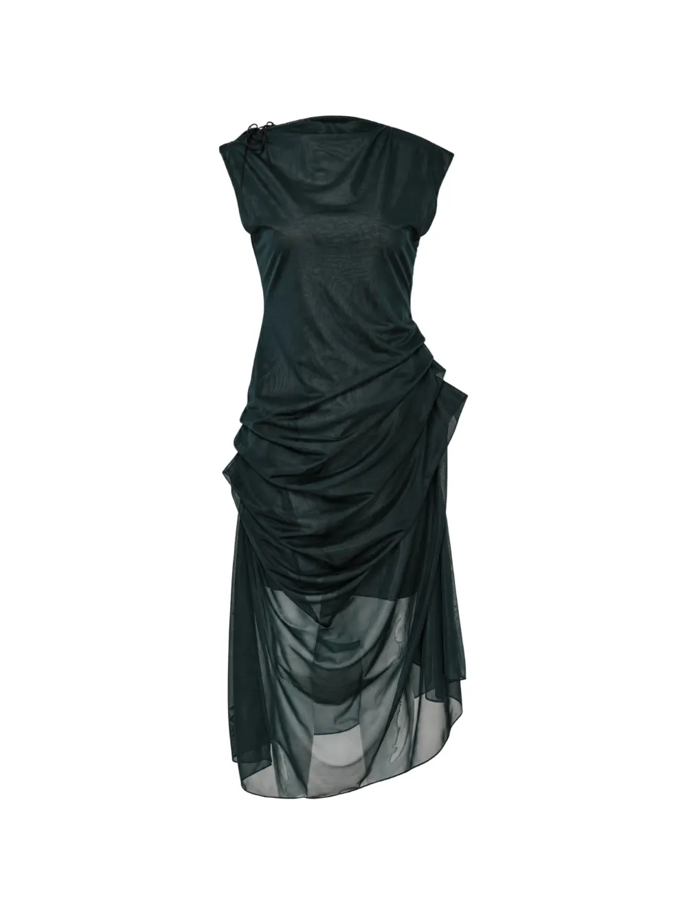 PAULINE DUJANCOURT draped asymmetric midi dress Groen