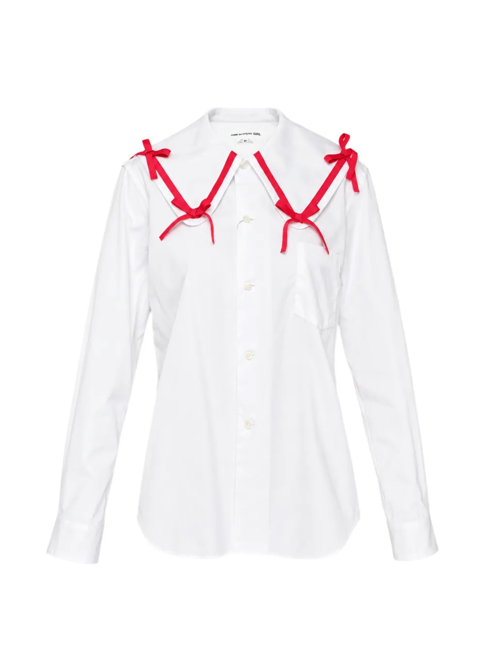 Comme Des Garçons Girl bow-embellished sailor-collar shirt Wit