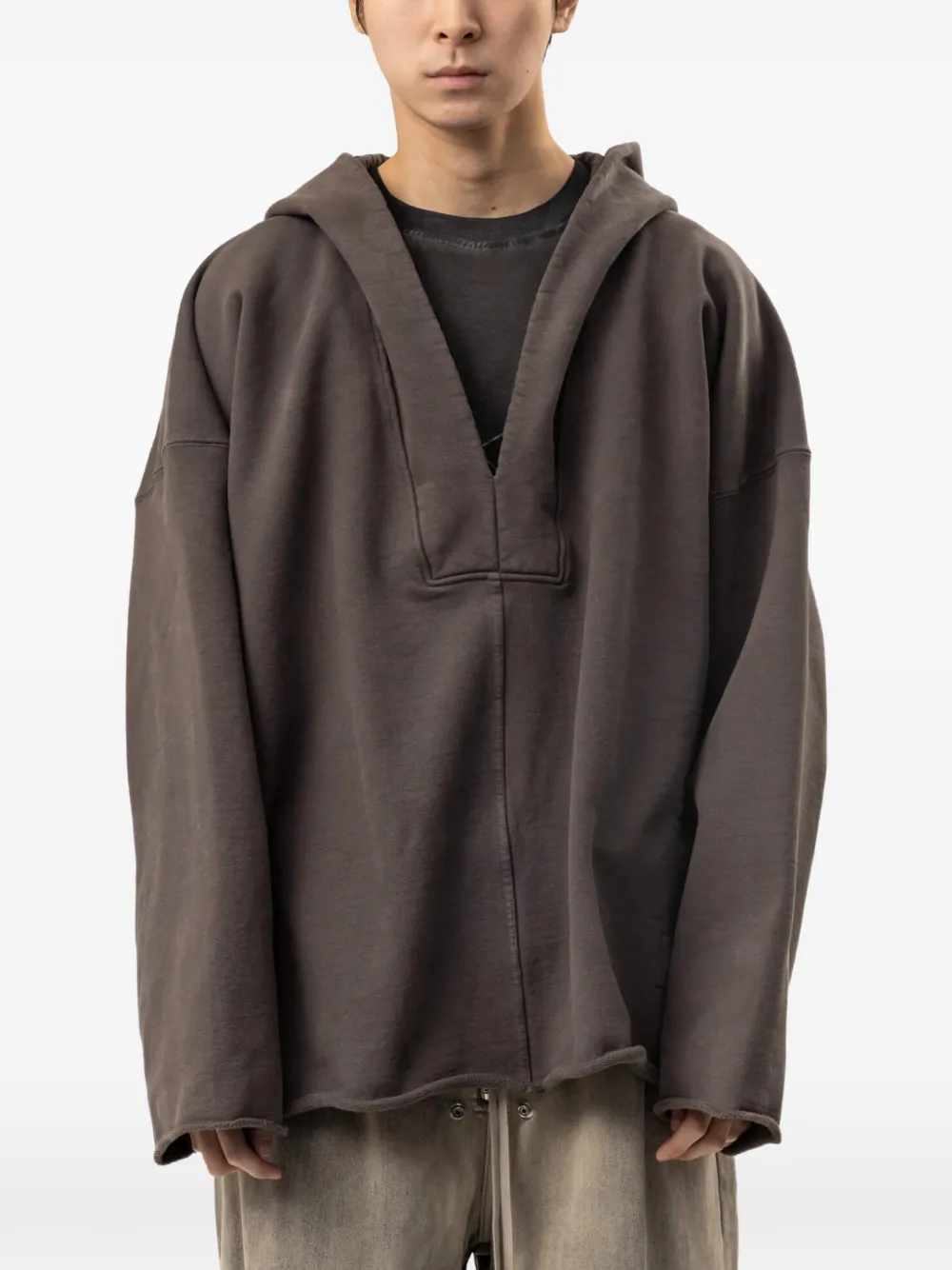 Rick Owens DRKSHDW hooded V-neck hoodie Grijs
