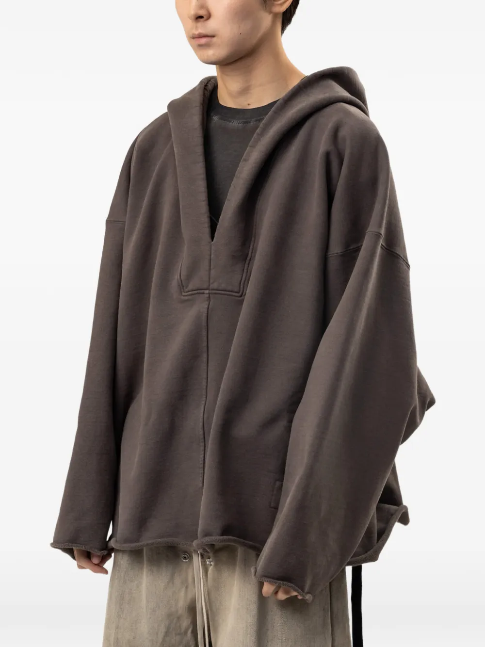 Rick Owens DRKSHDW hooded V-neck hoodie Grijs