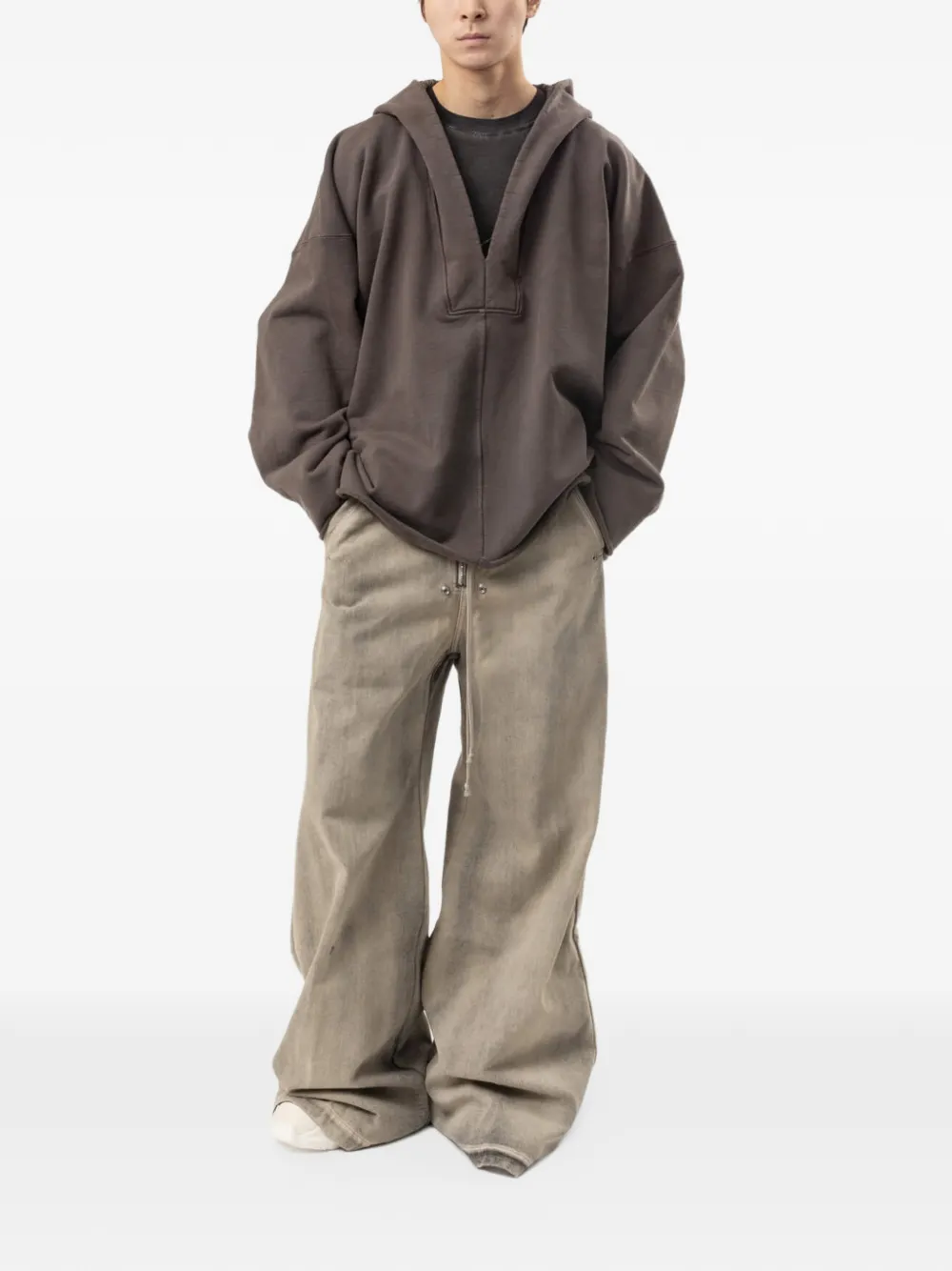 Rick Owens DRKSHDW hooded V-neck hoodie Grijs
