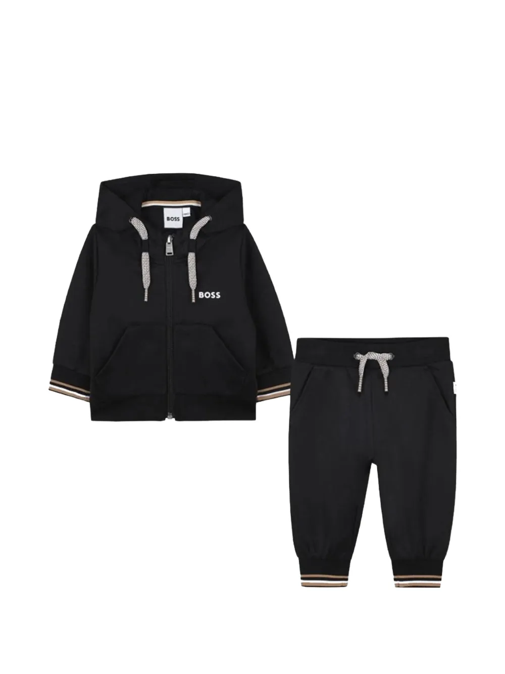BOSS Kidswear Tuta sportiva con cappuccio e logo - Nero