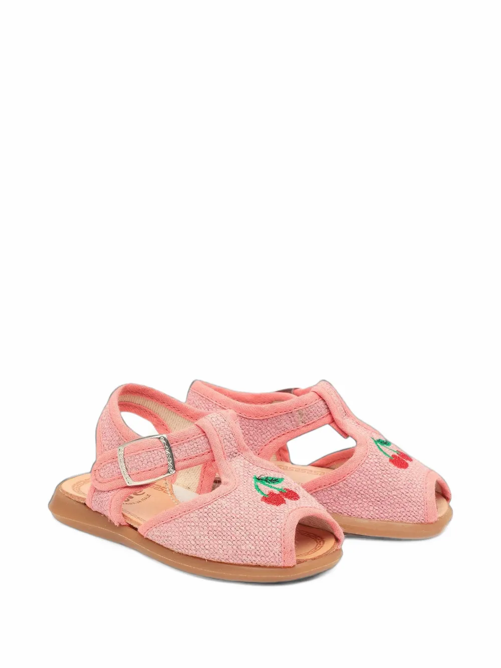 Pepe Jeans London Kids Ramia cherry-embroidered T-bar sandals - Rosa