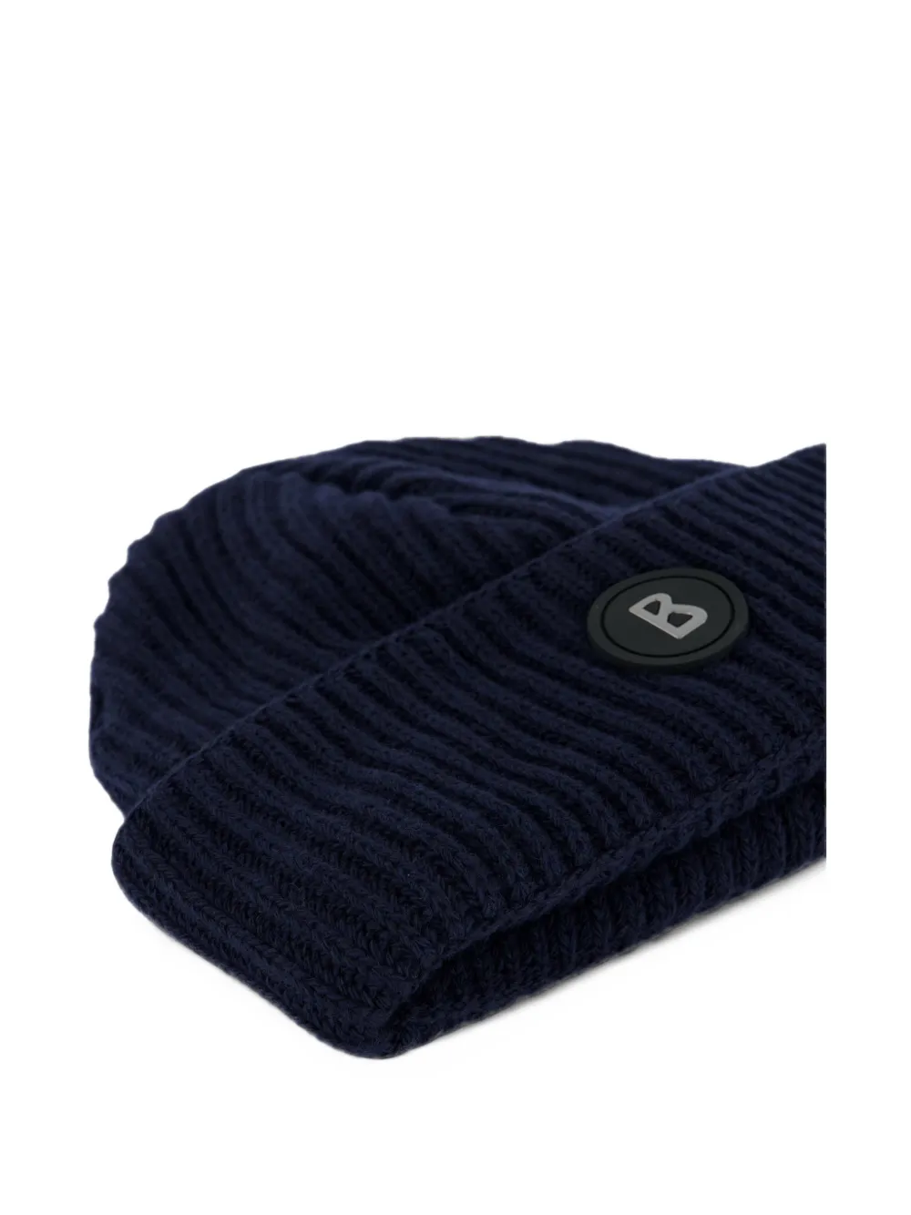 BOGNER Gustav's logo-patch ribbed-knit beanie hat Blauw