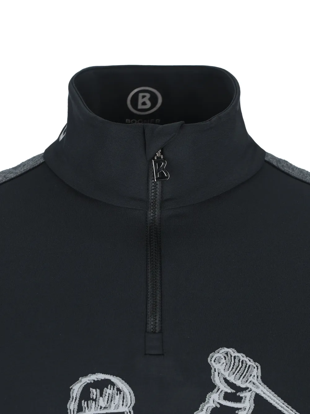 BOGNER graphic-print half-zip sweater Zwart