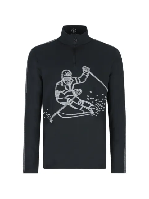 BOGNER graphic-print half-zip sweater