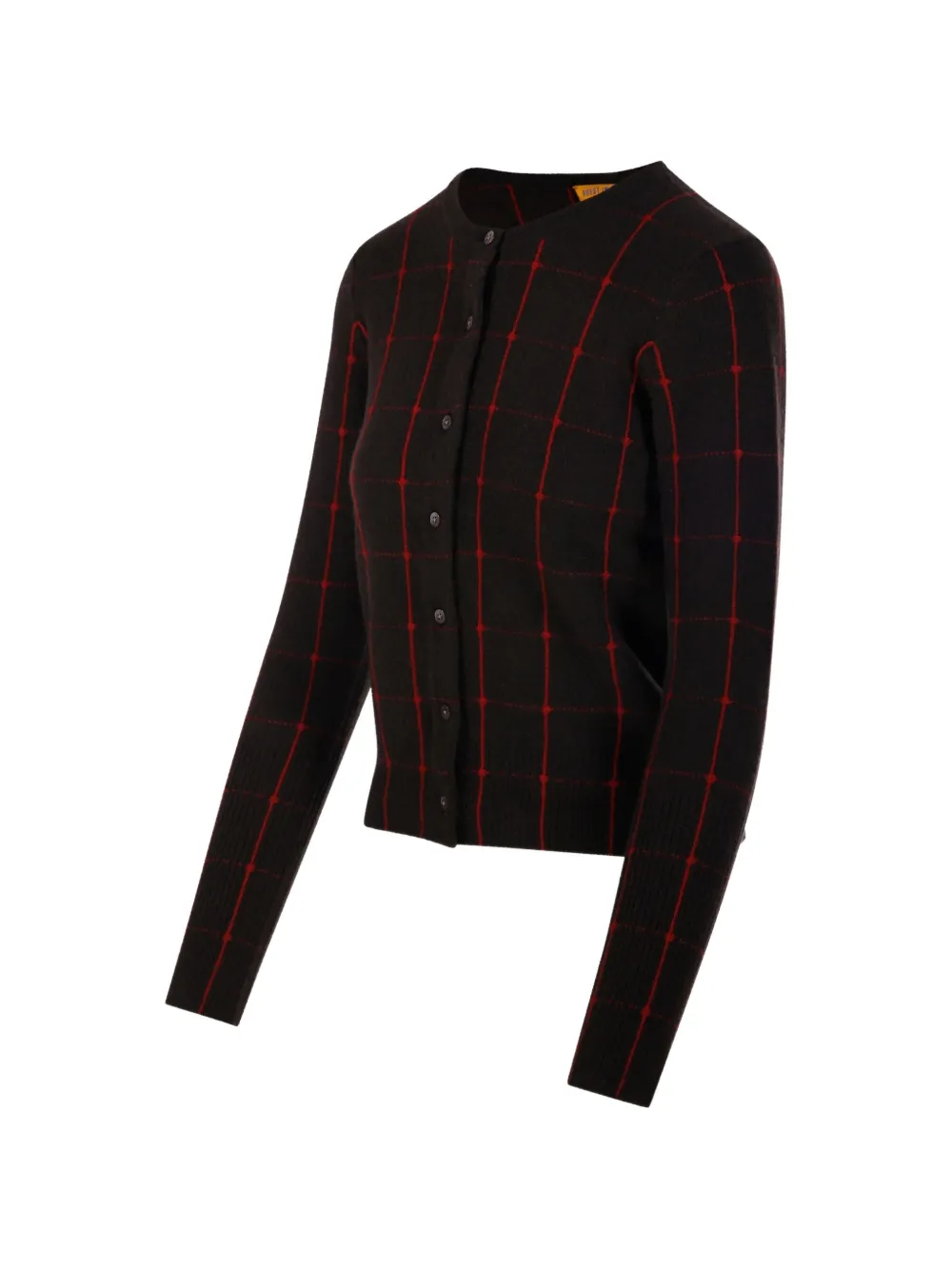 Guest In Residence Jane check-pattern button-front cardigan Bruin