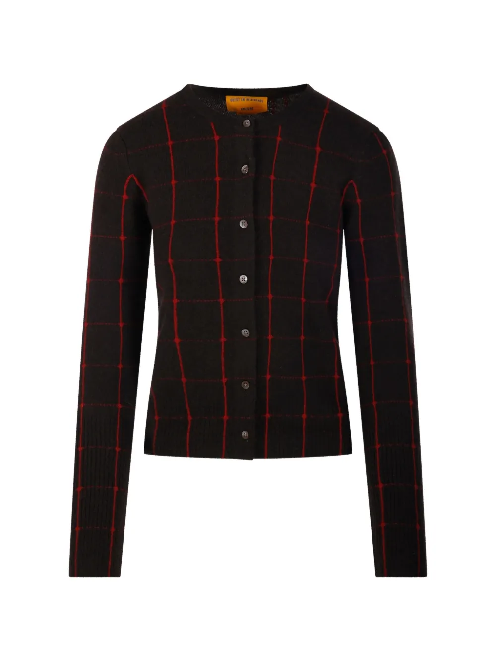 Guest In Residence Jane check-pattern button-front cardigan Bruin