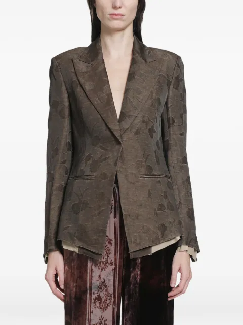 YA YI floral-jacquard tailored blazer