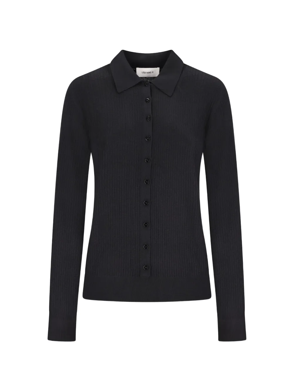 Lisa Yang Agata ribgebreid vest Zwart