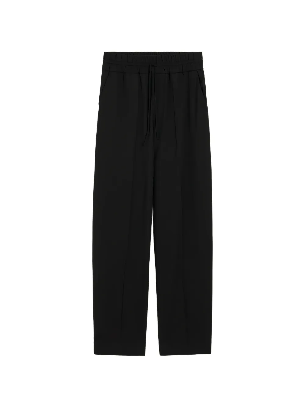 AMI Paris black elasticated-waist wool trousers Zwart