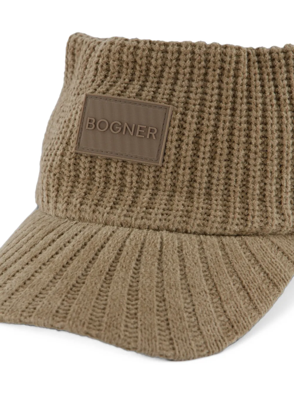 BOGNER logo-patch ribbed-knit visor Bruin