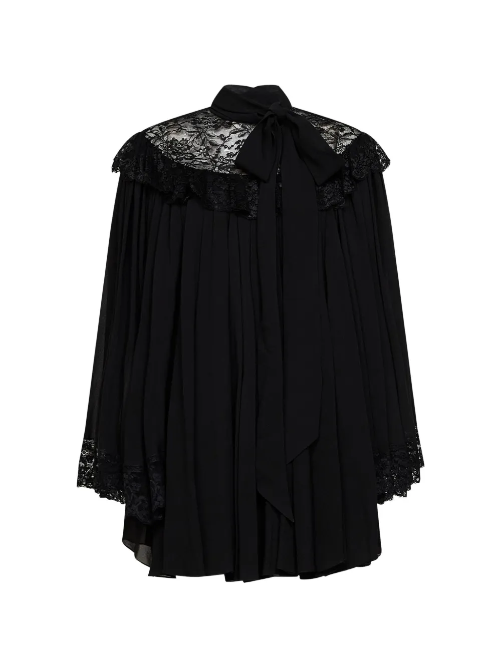 Chloé lace-trimmed pleated mini dress - Schwarz