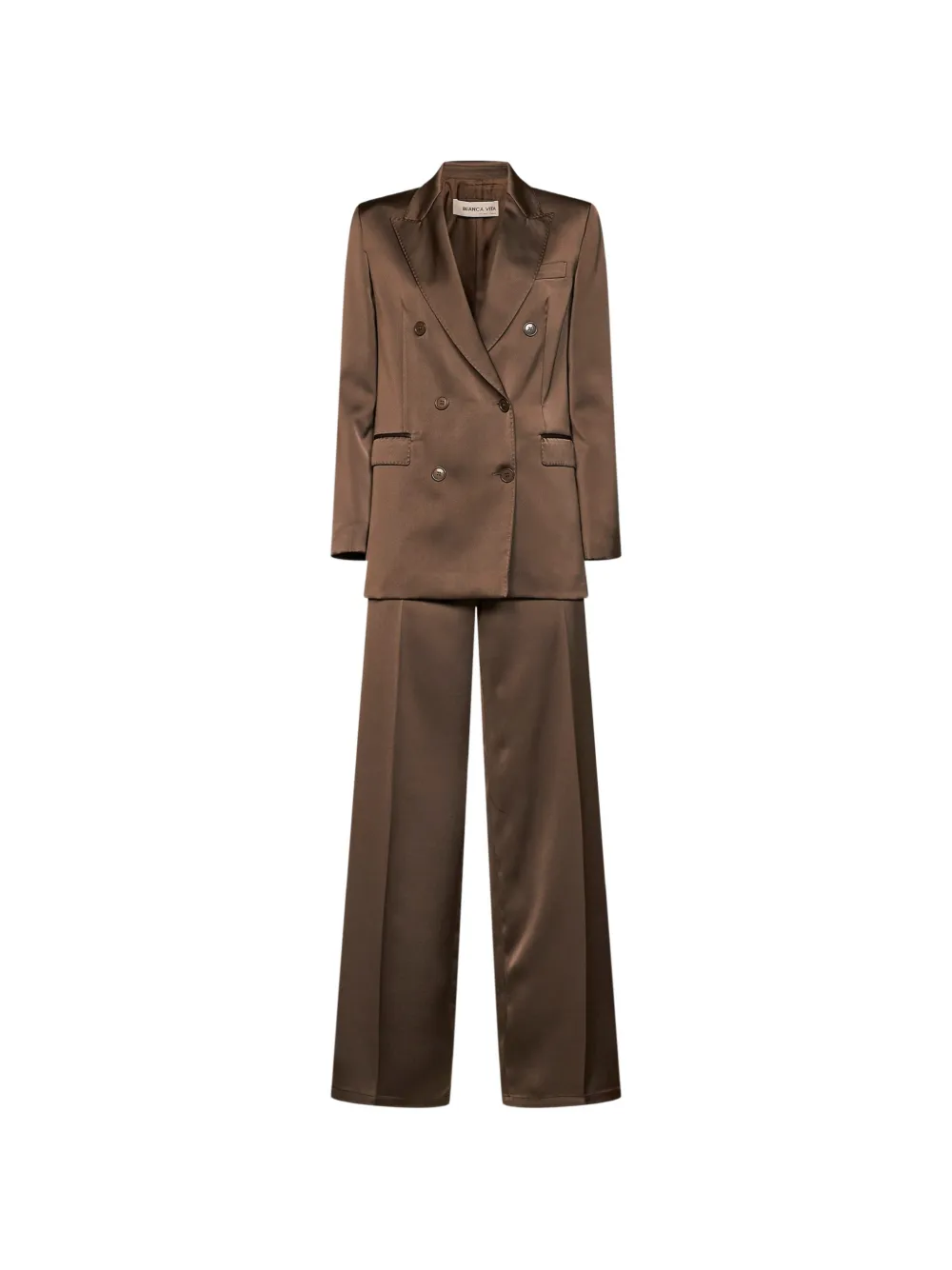 Blanca Vita double-breasted peak-lapel trouser suit - Marrone