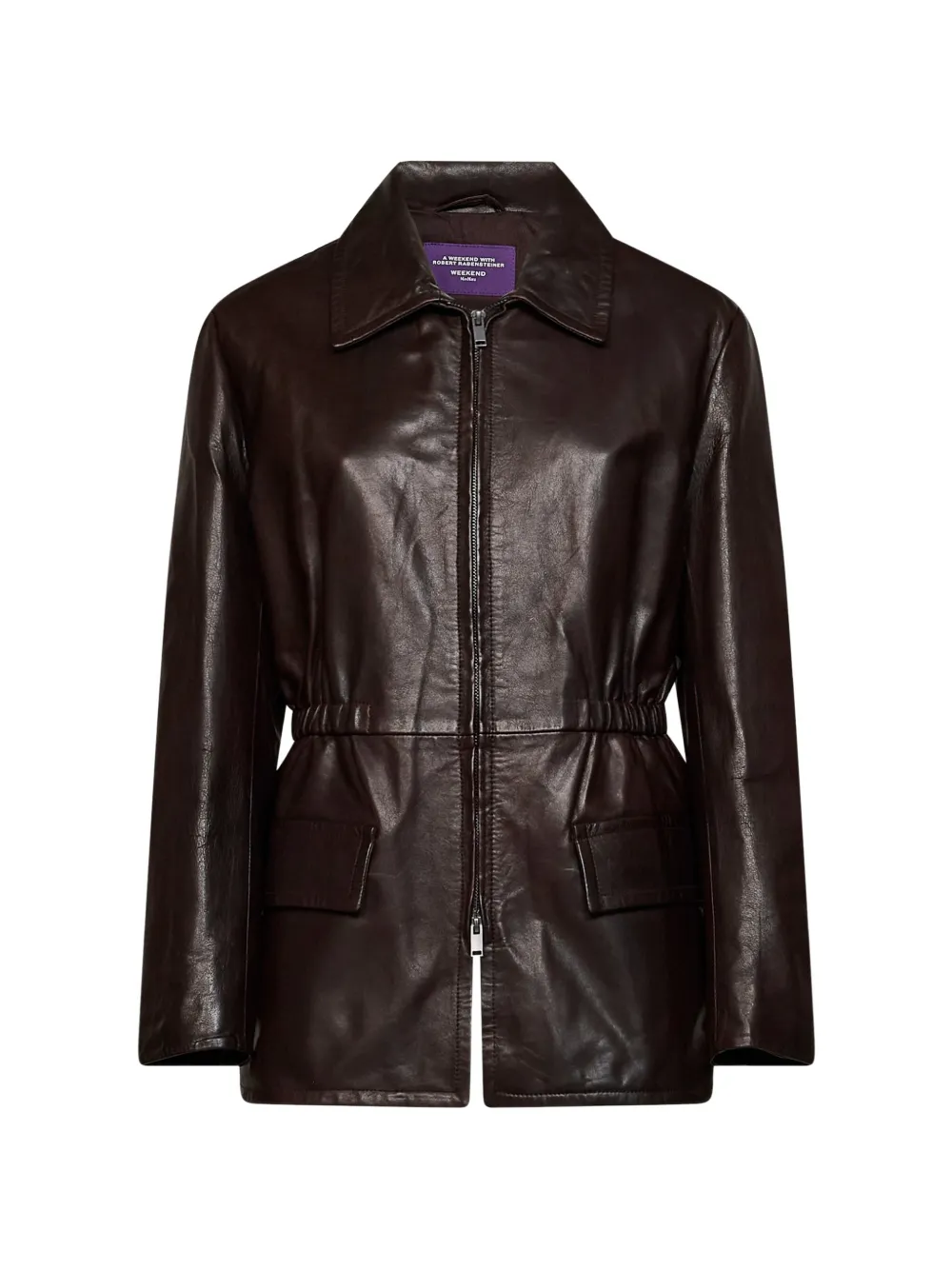 Weekend Max Mara leather biker jacket - Braun