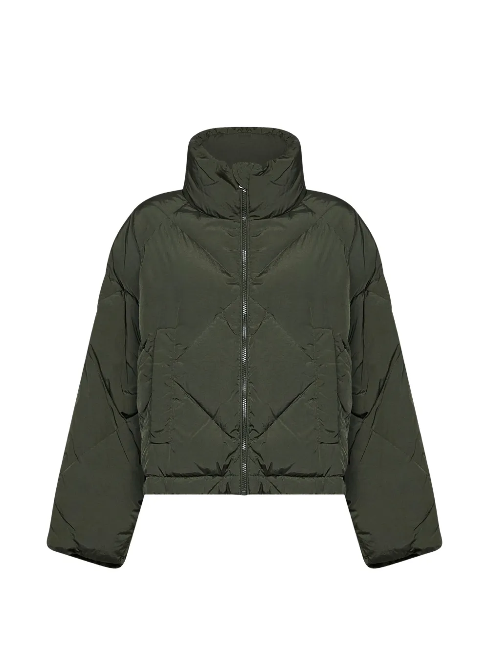 Weekend Max Mara short down jacket in technical plain-weave fabric kaki Groen