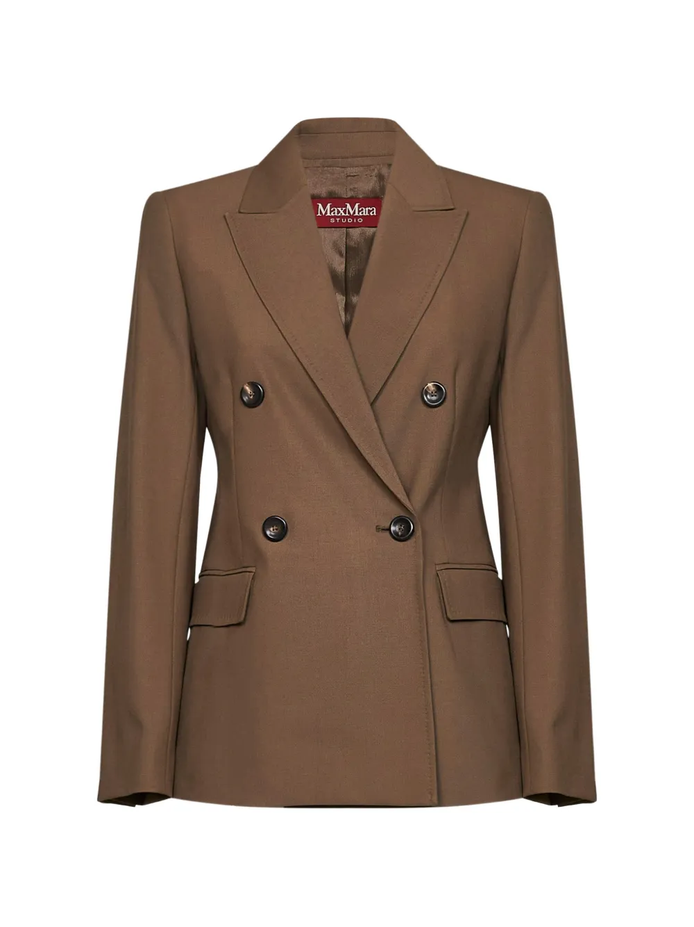 Max Mara double-breasted peak-lapel jacket - Braun